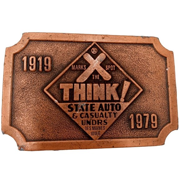 1979 State Auto And Casualty Underwriters Belt Buckle Vintage Advertising Promo - Picture 1 of 10